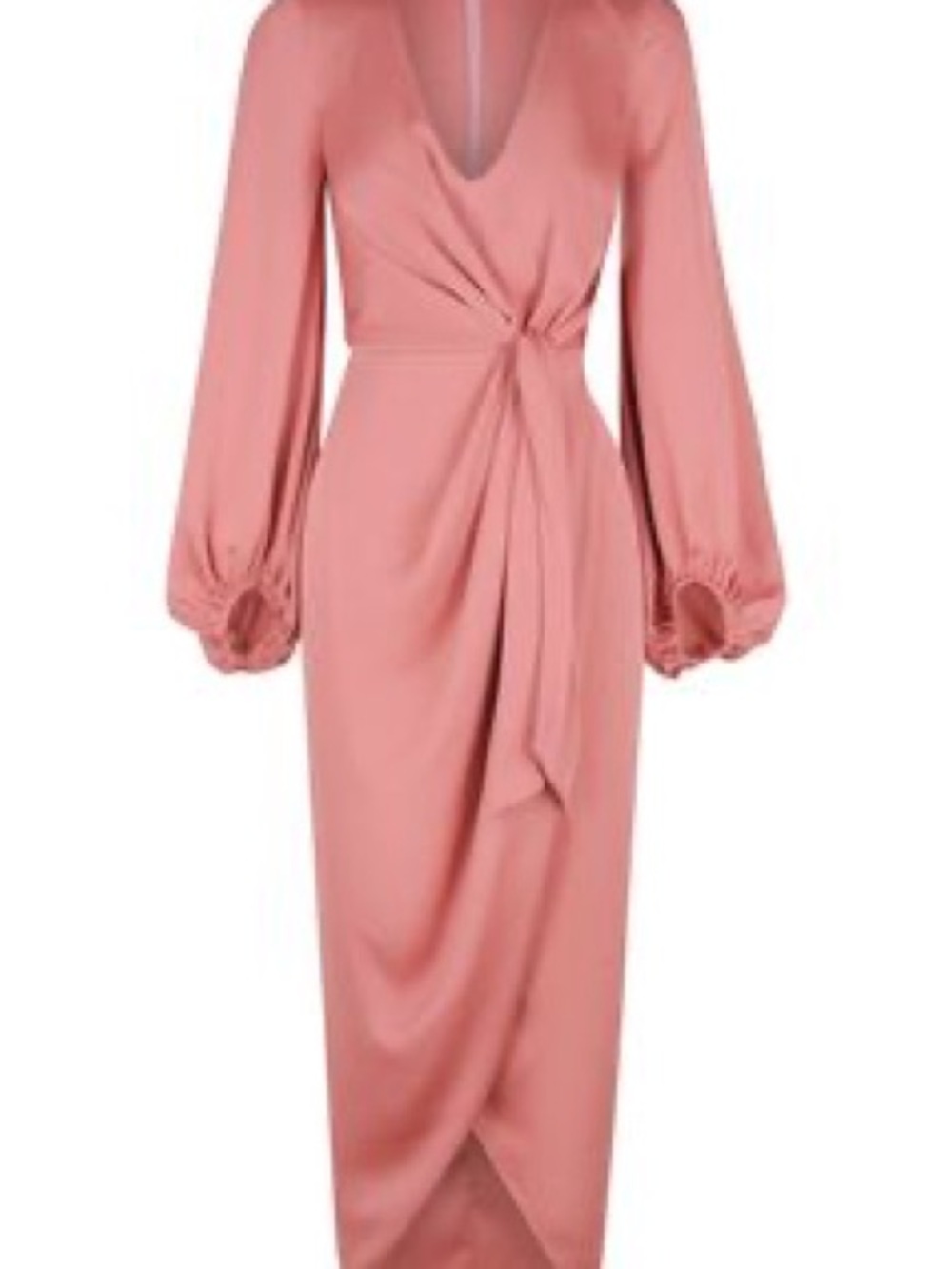 Shona Joy Elegant Twist-Front Long Sleeve Midi Dress - Rose Pink